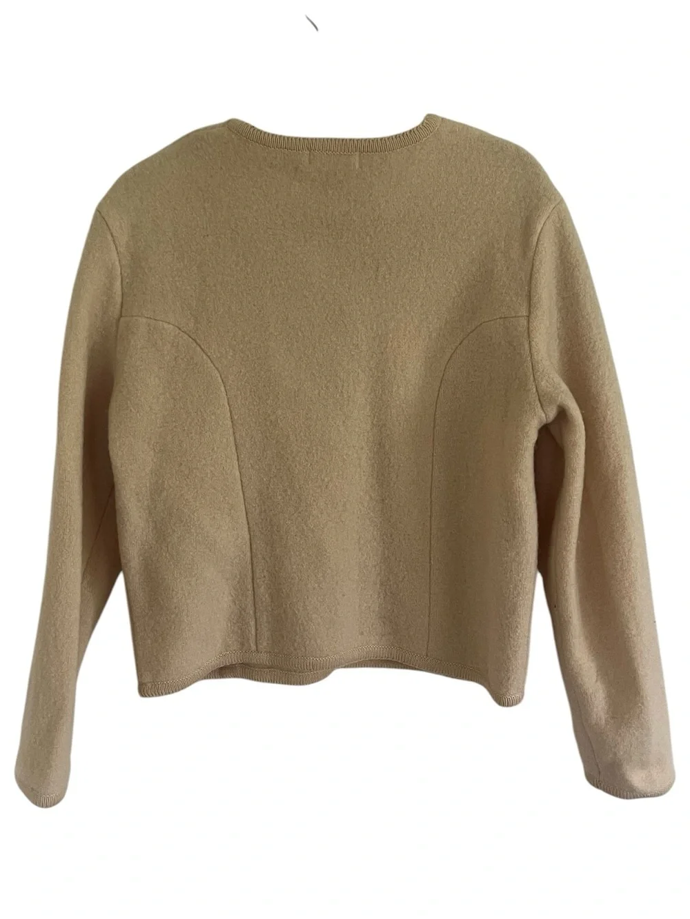 Talbots Vintage Beige Butter Yellow 100% Wool Structured Cardigan NWT US 10